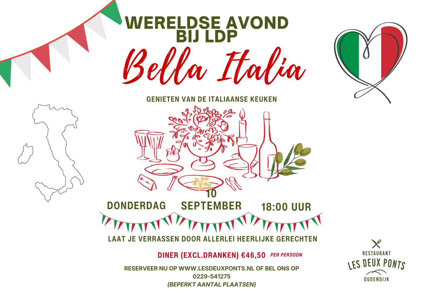 Groen Wit Rood Strepen Italiaans Menu (A4 (Liggend)) (1)